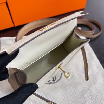 wholesale quality hermes kelly mini ii epson ghw bicolor craie match chai